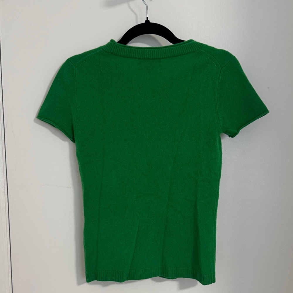 J. Crew Green Short Sleeve Cashmere Tee - Picture 4 of 4